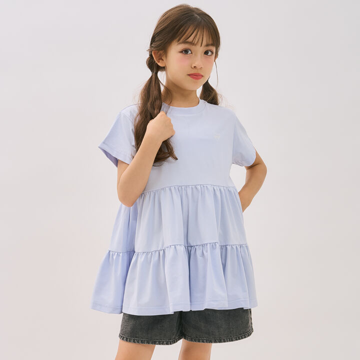 [DailyMe] Short-Sleeve Tiered Tunic with Heat Shielding, Quick-Dry & Antibacterial,, medium