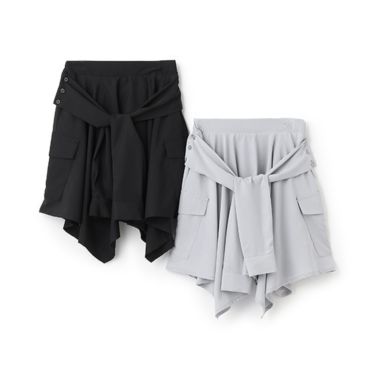 [AMI] Waist Wrap Shirt Style Skirt with Shorts,Light gray, large image number 9