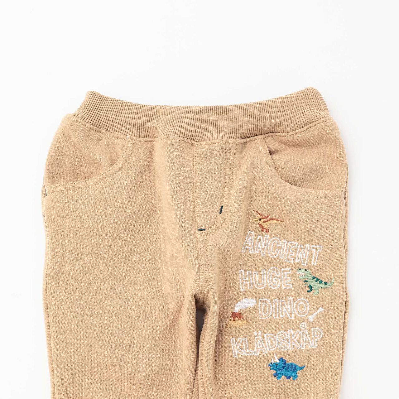 [Restock] Long-Length Straight Pants with Dinosaur Embroidery,Black, large image number 2