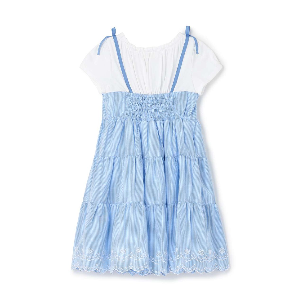 [Restocked] Cutwork Gingham Docking Dress,Sax blue, large image number 1