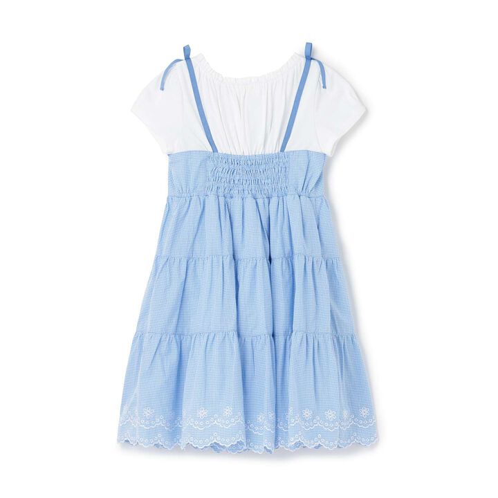 [Restocked] Cutwork Gingham Docking Dress,Sax blue, medium image number 1