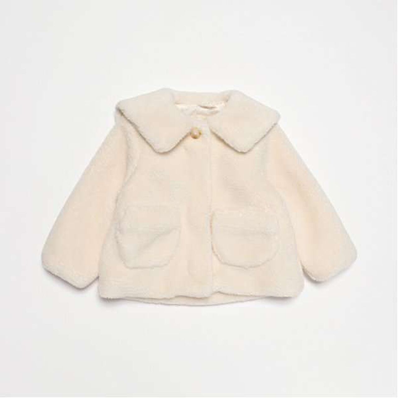 Fluffy Sailor Collar Fleece Jacket,Ivory, large image number 5