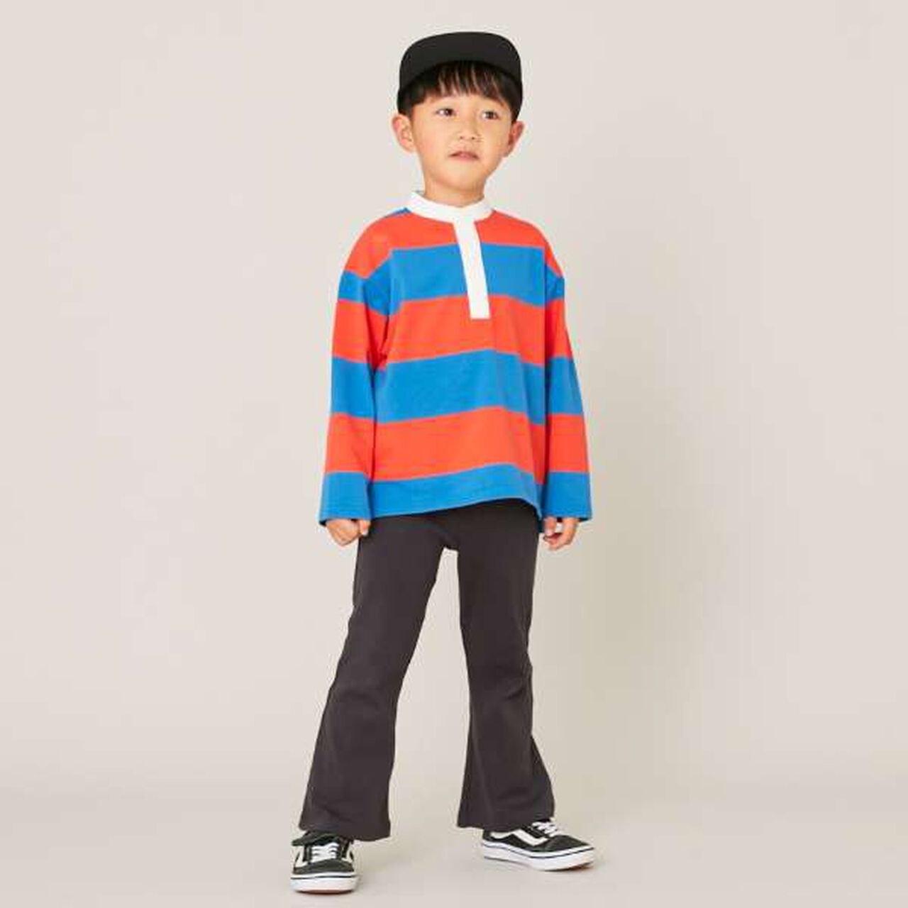 Stand Collar Rugby Long-Sleeve Shirt,Black, large image number 17