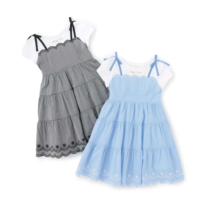[Restocked] Cutwork Gingham Docking Dress,Sax blue, medium image number 9