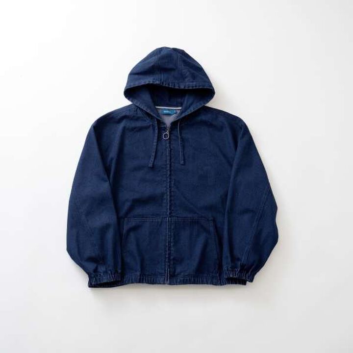 Hooded Denim Zip-Up Jacket,, medium