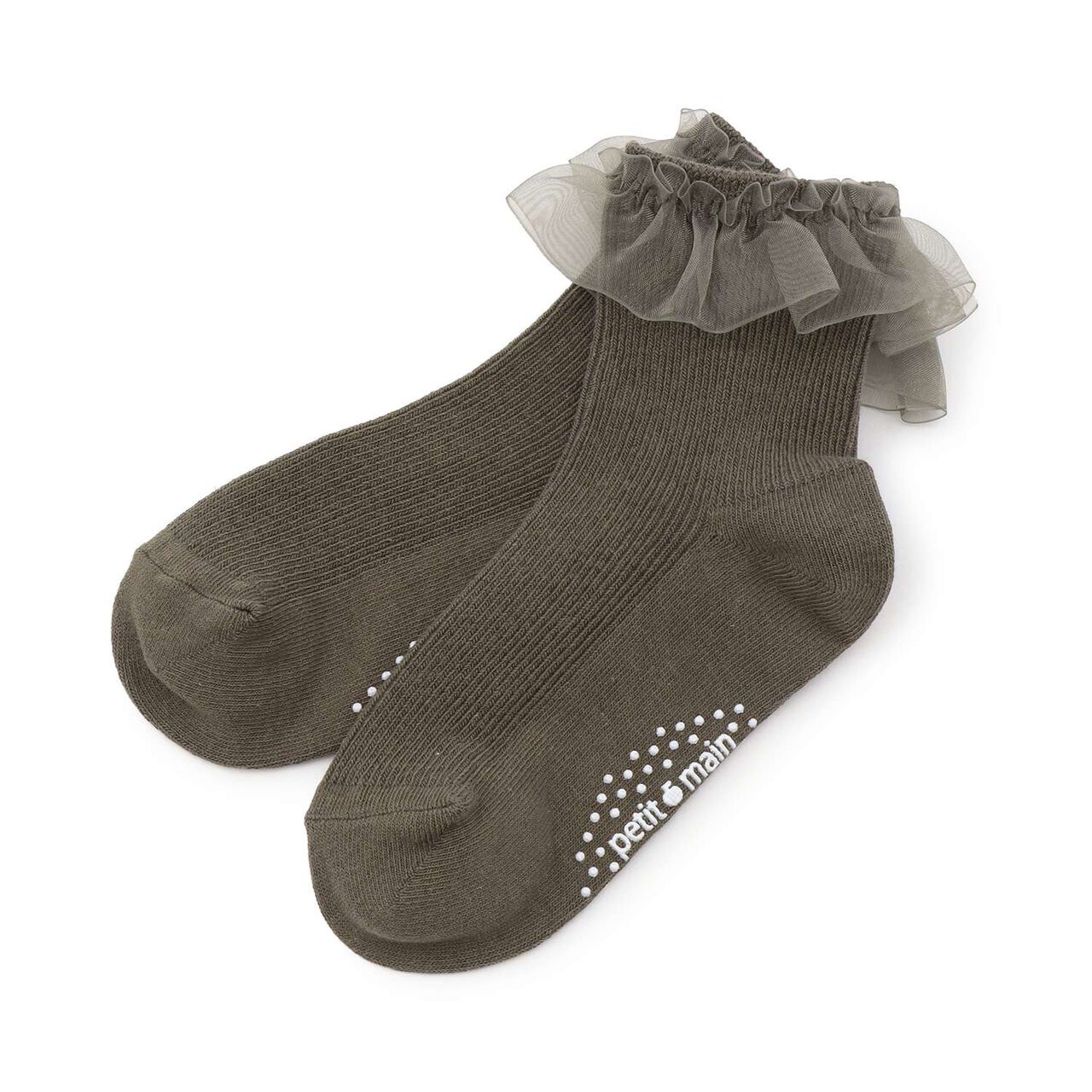 Tulle Frill Socks,Gray, large image number 0