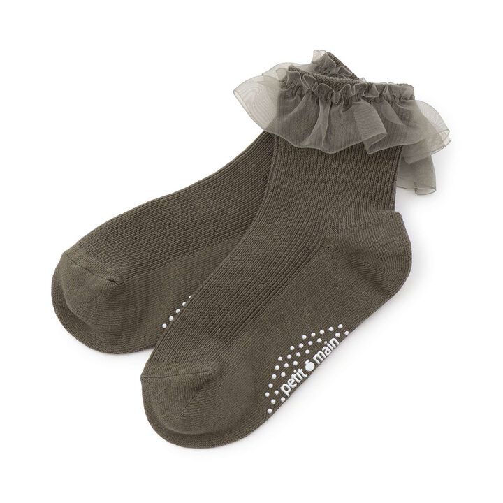 Tulle Frill Socks,Gray, medium image number 0