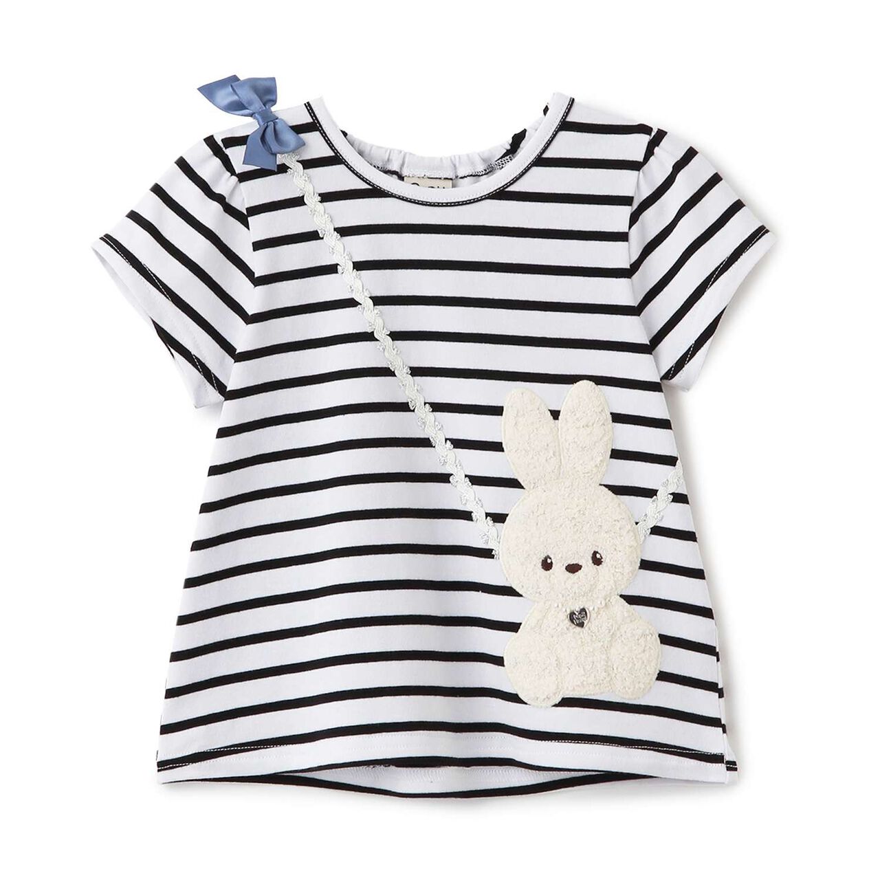Rabbit Motif Small Shoulder Bag T-Shirt,Black, large image number 9