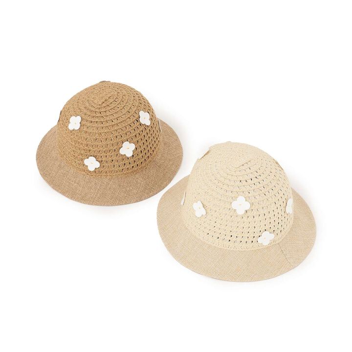 Link Flower-Embellished Straw Hat,Ivory, medium image number 6