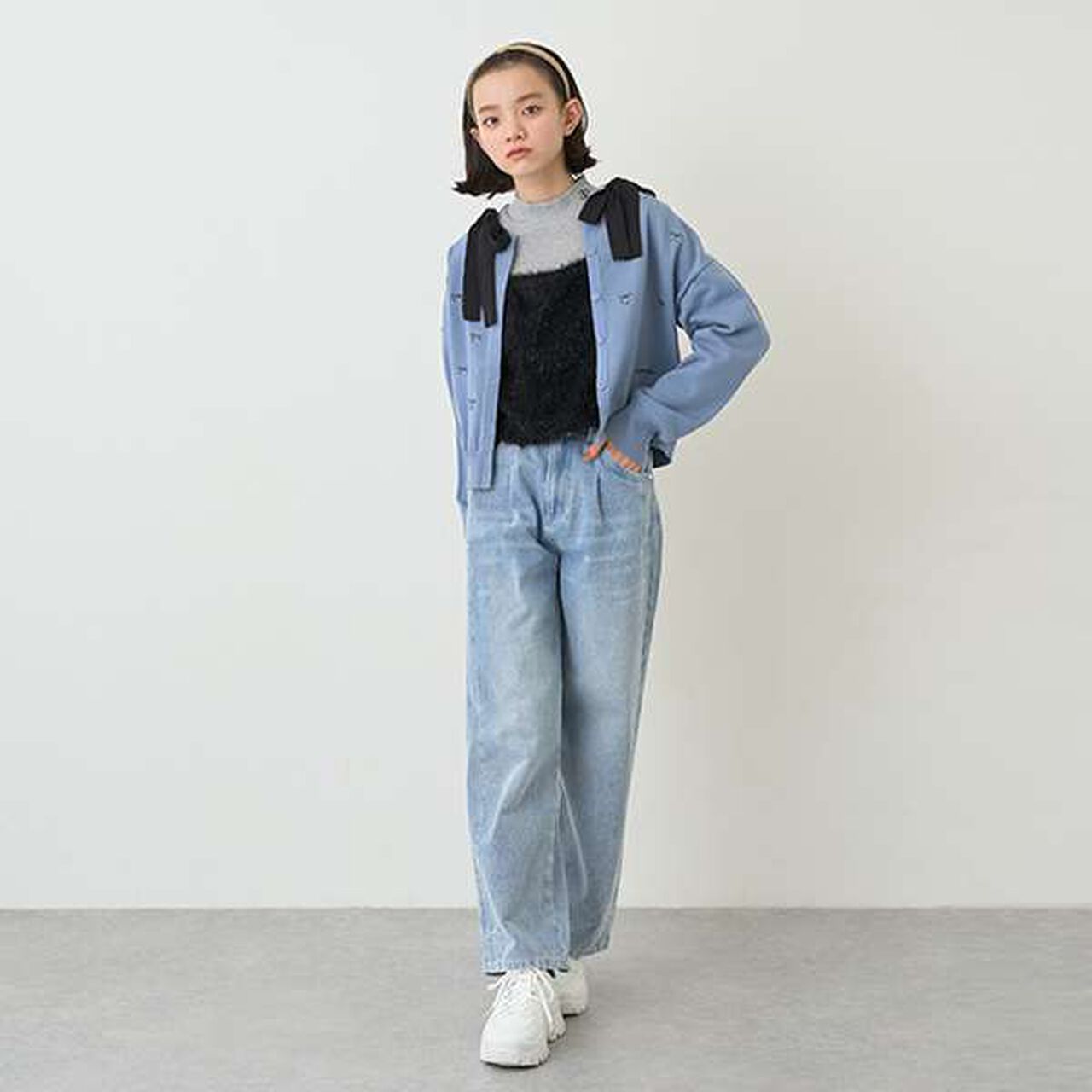 Shaggy Camisole + Ribbed Top Set,Blue, large image number 7