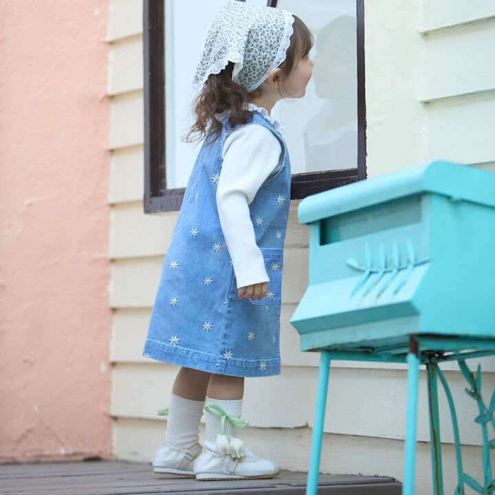 Flower Embroidery Jumper Skirt,Pearl white, medium image number 1