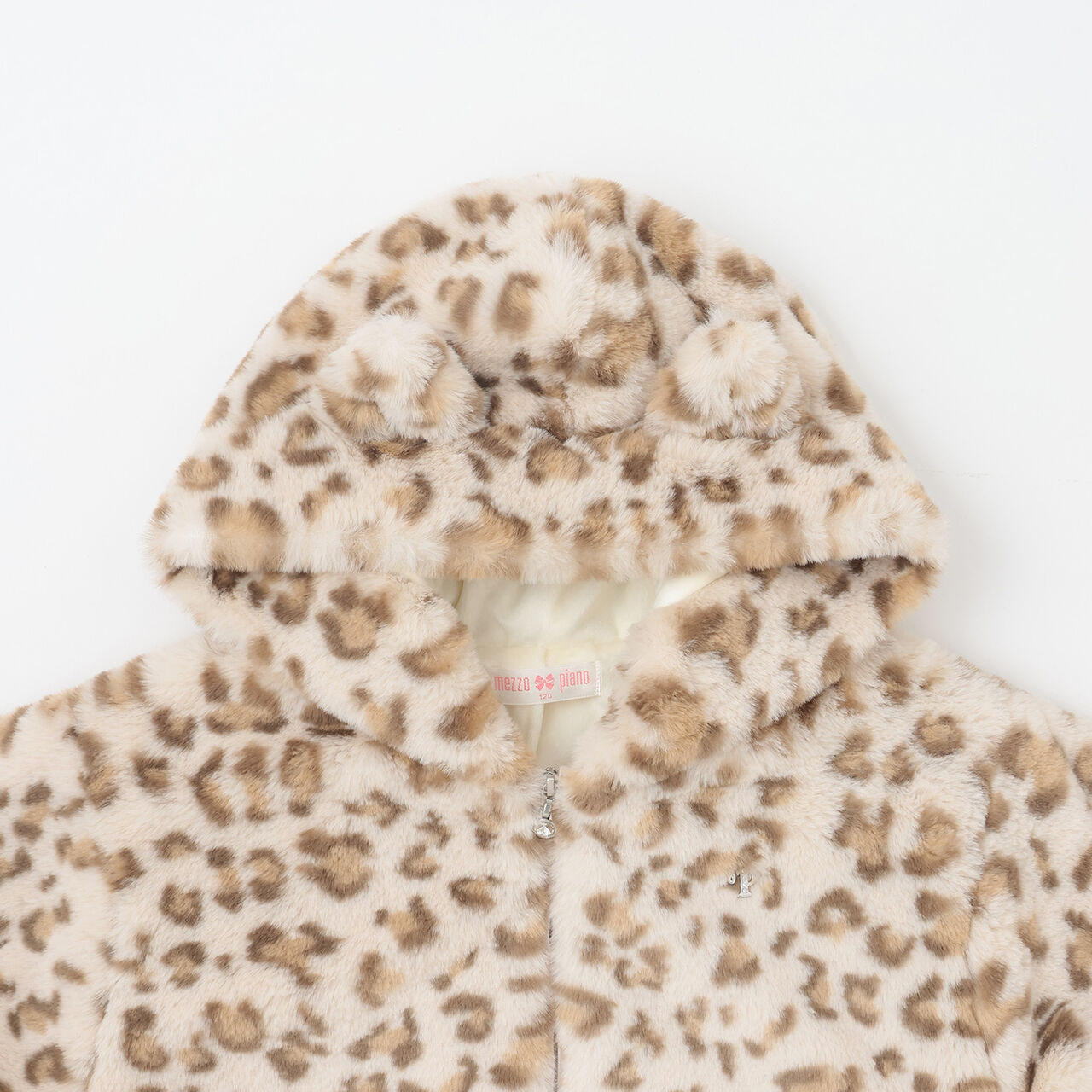 Leopard Print Faux Fur Bomber Jacket,Beige, large image number 2