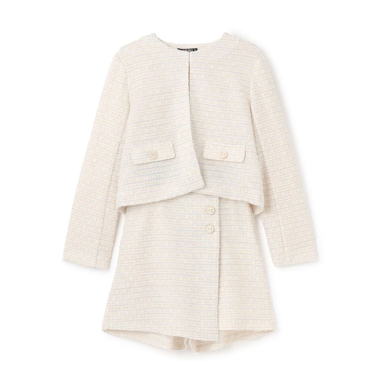 [Graduation Attire] Lame Tweed Outfit Set,Ivory, large image number 0