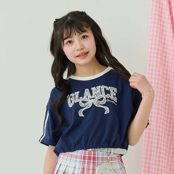 Side Line Lace-up Appliqu&eacute; T-shirt & Tank Top Set,, medium