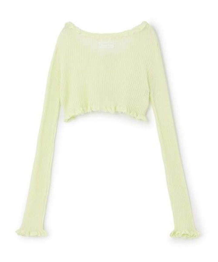 Ruffle Knit Cardigan,Light green, medium image number 9