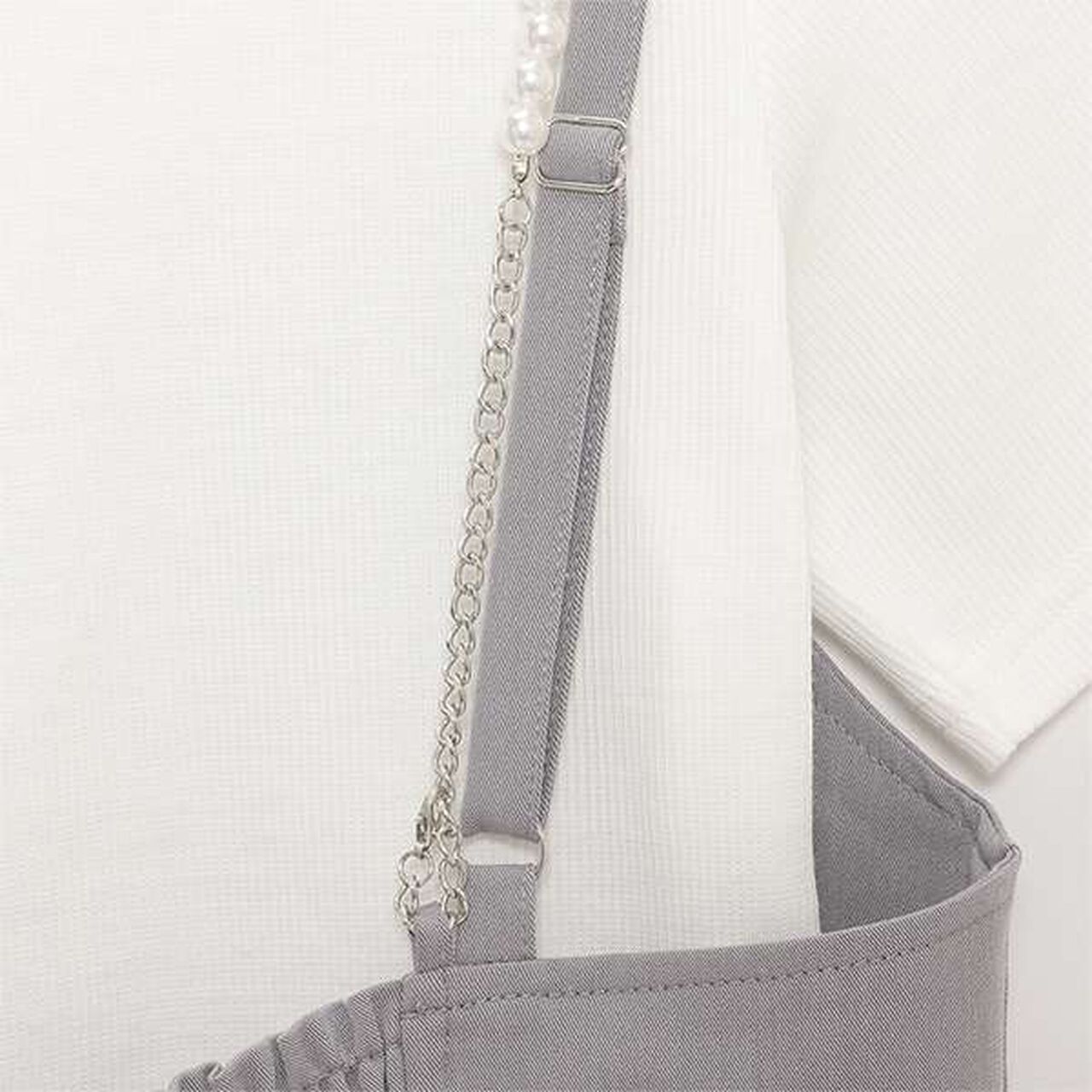 Inner Lining Included Pearl Code Jumpskirt,Gray, large image number 17