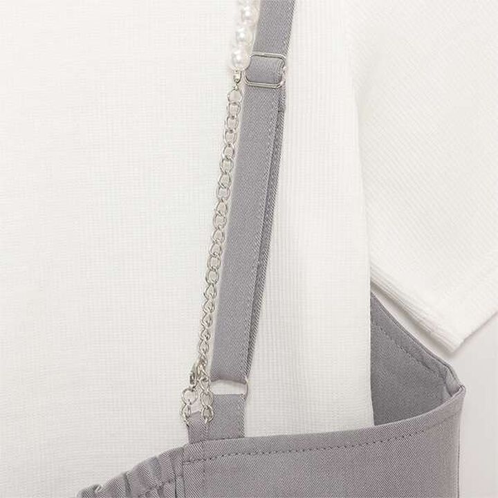 Inner Lining Included Pearl Code Jumpskirt,Gray, medium image number 17