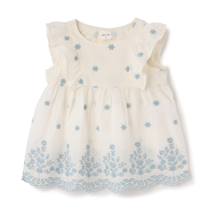 [Link] Indian Cotton Embroidered Tunic,Pearl white, medium image number 0