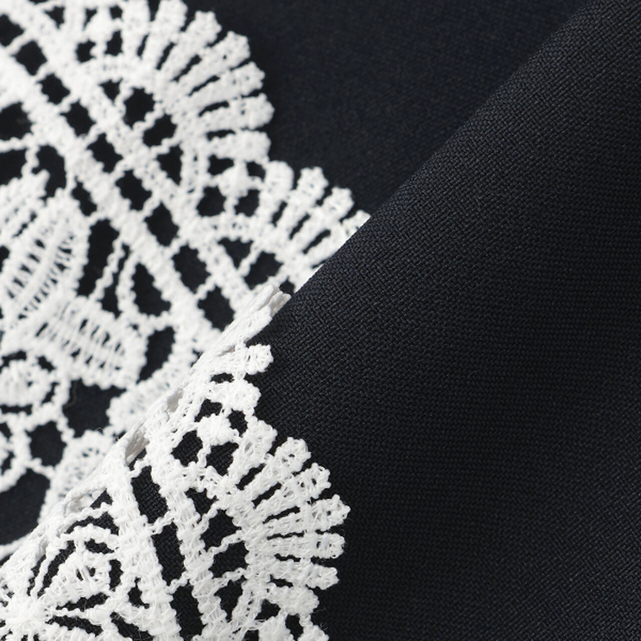 Lace-Collared Marine One-Piece Dress,Blue, large image number 4