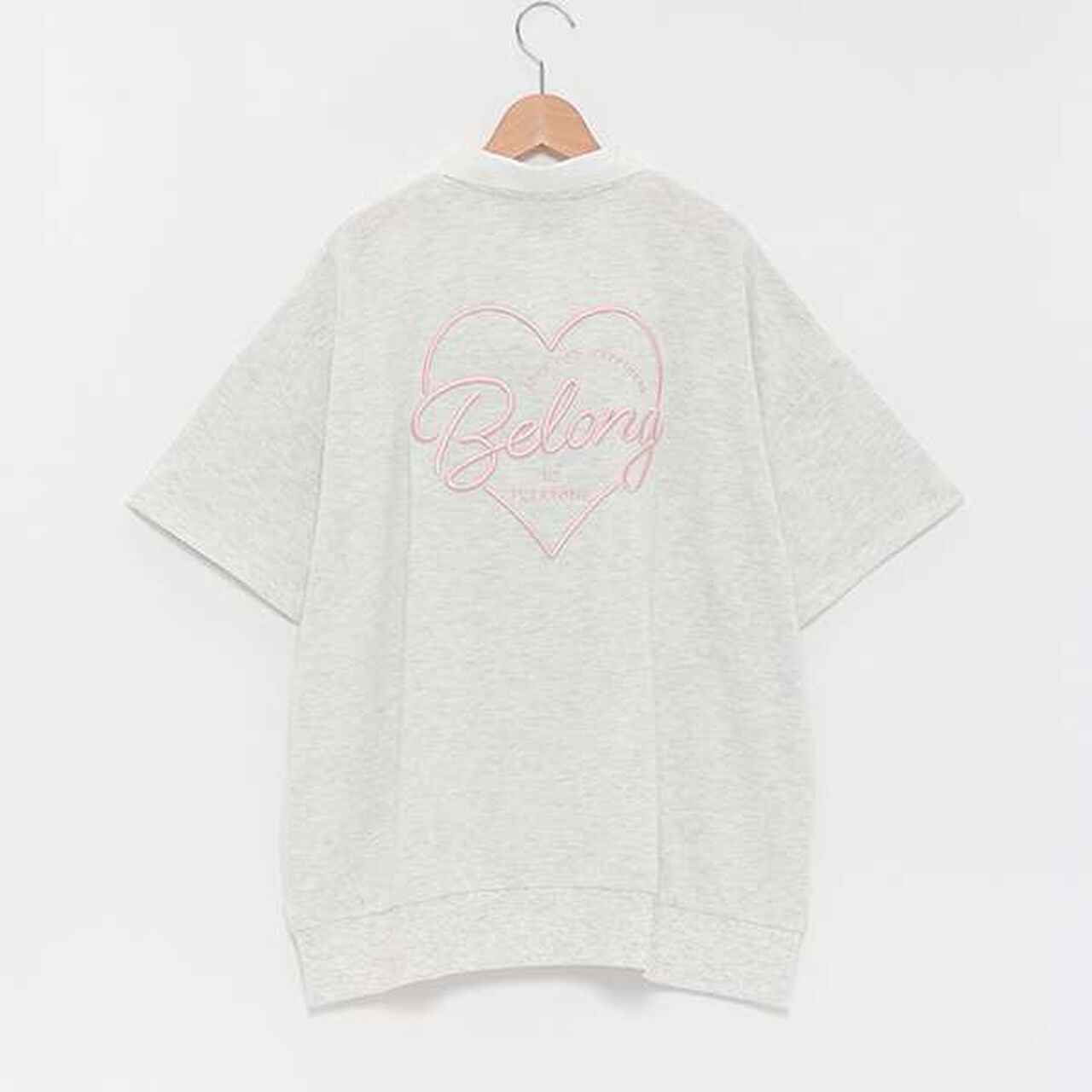 Big Heart Collar T-Shirt,Charcoal gray, large image number 9
