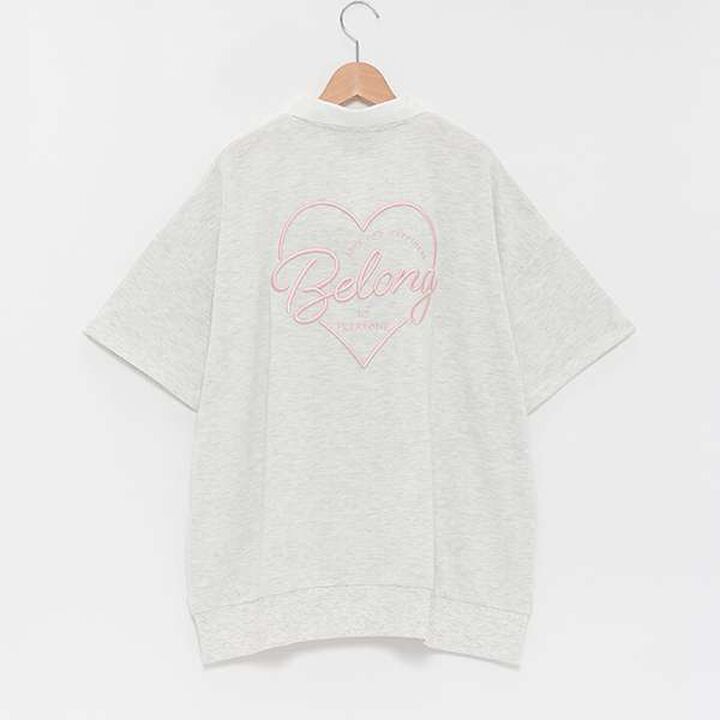 Big Heart Collar T-Shirt,Charcoal gray, medium image number 9