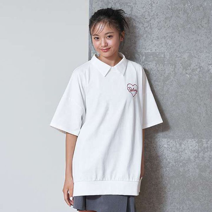 Big Heart Collar T-Shirt,Charcoal gray, medium image number 17