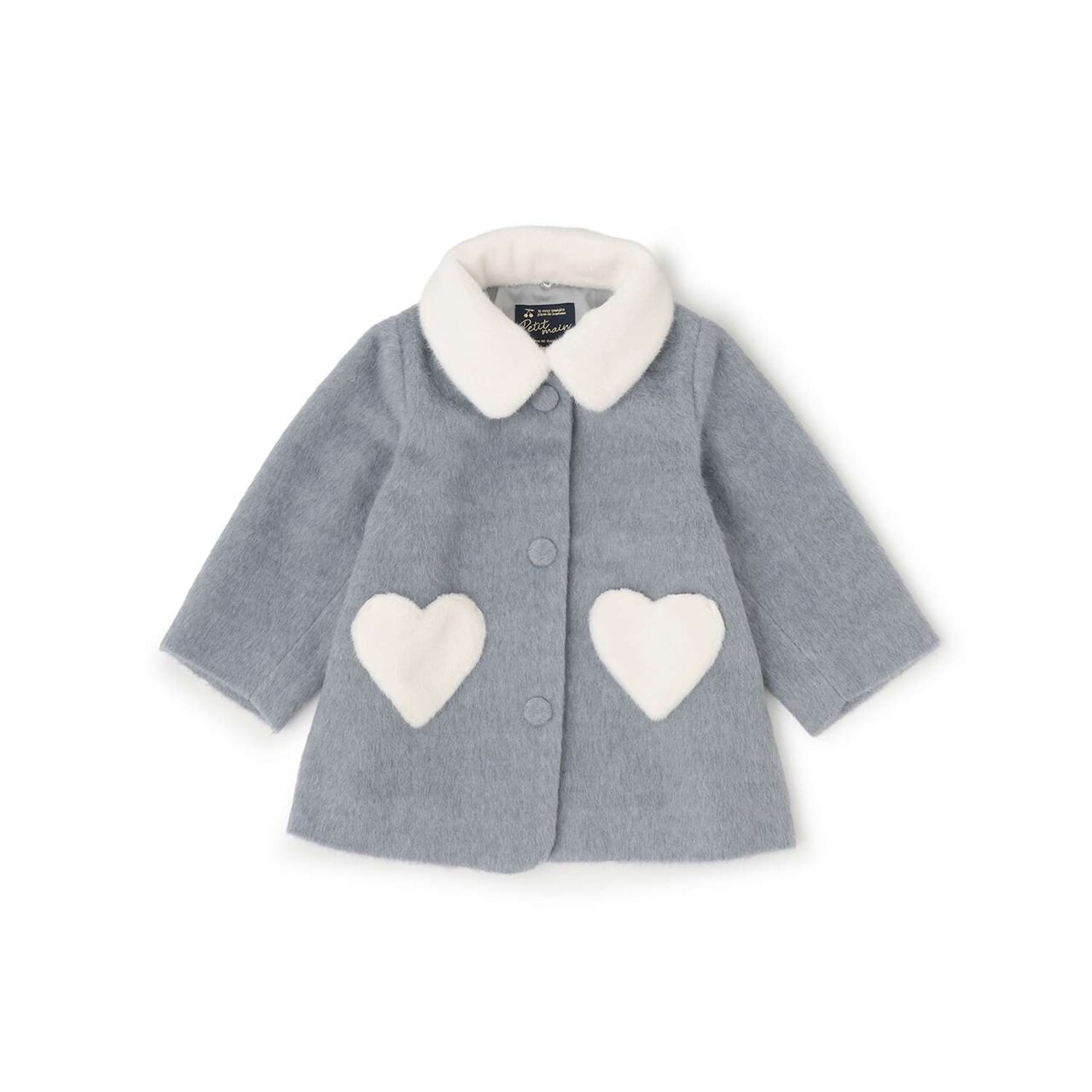 Faux Fur Collar Heart Pocket Coat,Gray, large image number 3