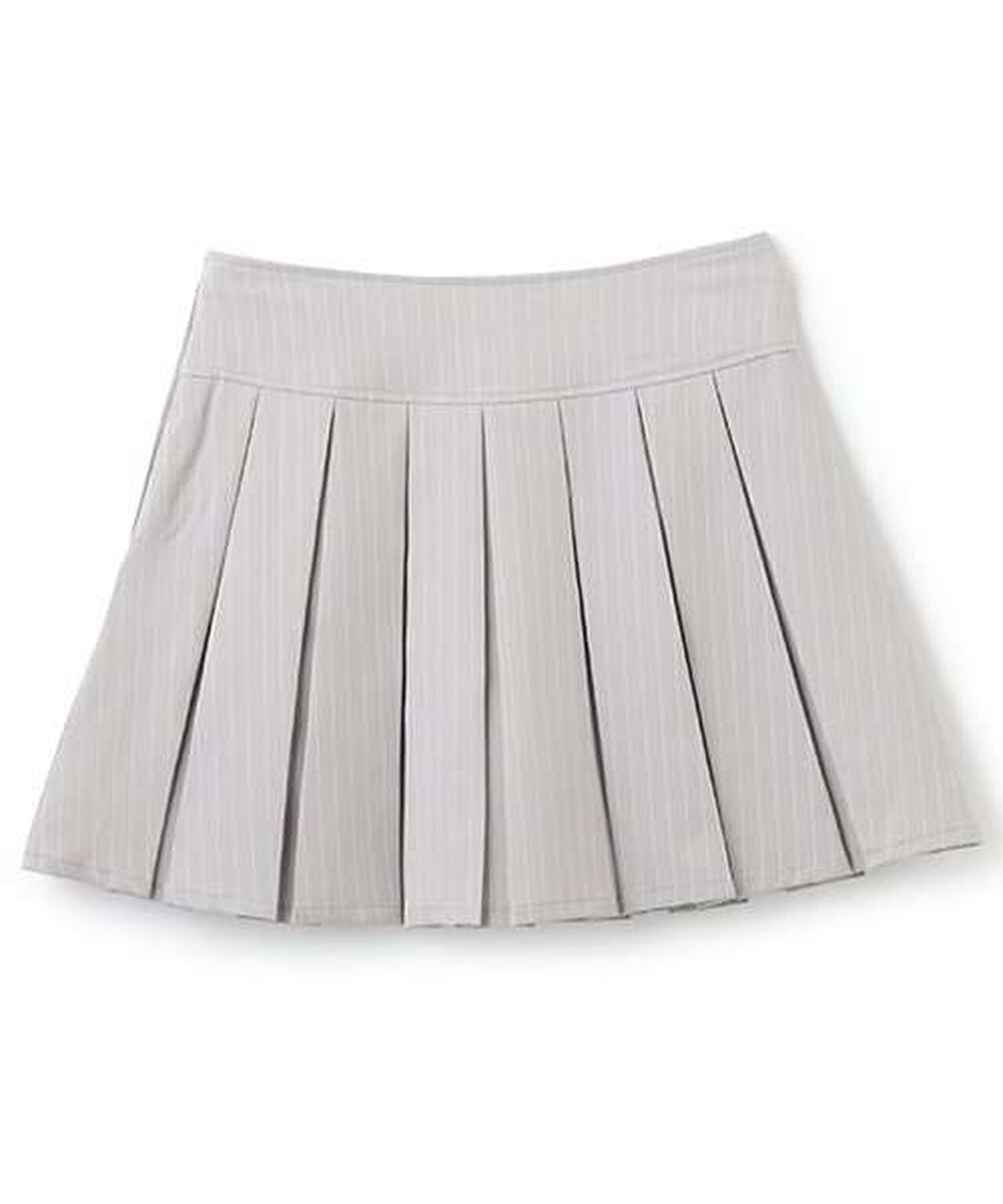 Quilted Belt Pleated Skirt,Light gray, large image number 2