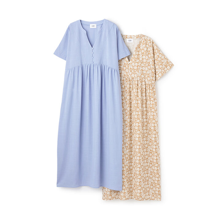 [Link] All-Over Pattern Long One-Piece Dress,Blue, medium image number 11