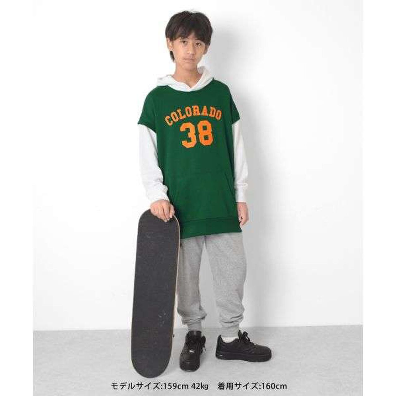 Front Logo Print Layered Style Big Parka,Green, large image number 10