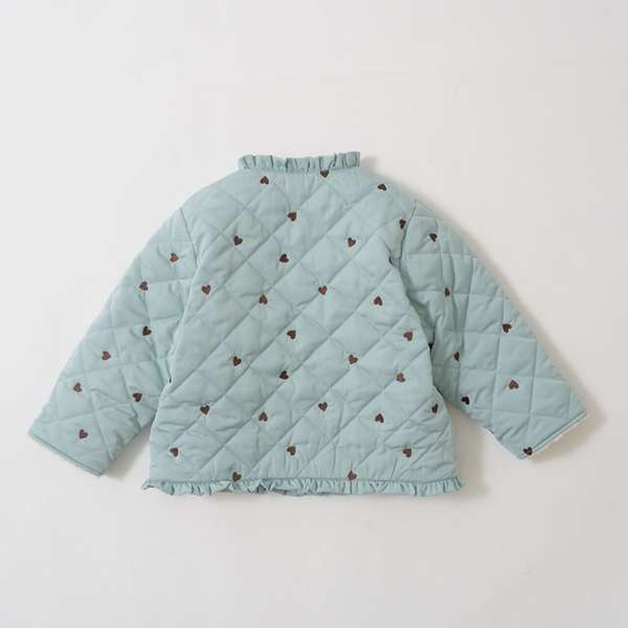 Collarless Heart Embroidered Blouson,Ivory, large image number 13