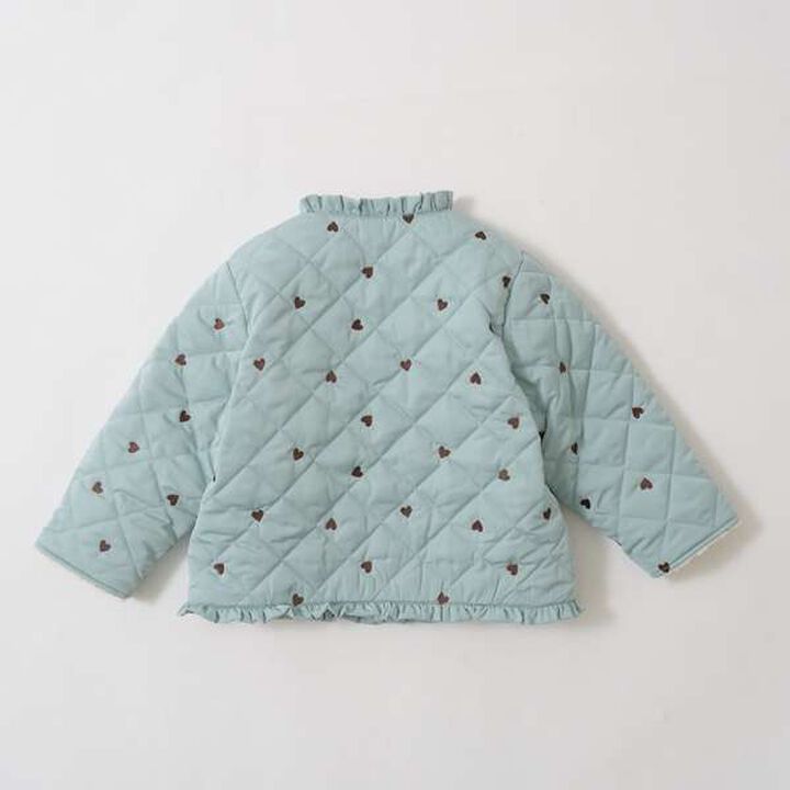 Collarless Heart Embroidered Blouson,Ivory, medium image number 13