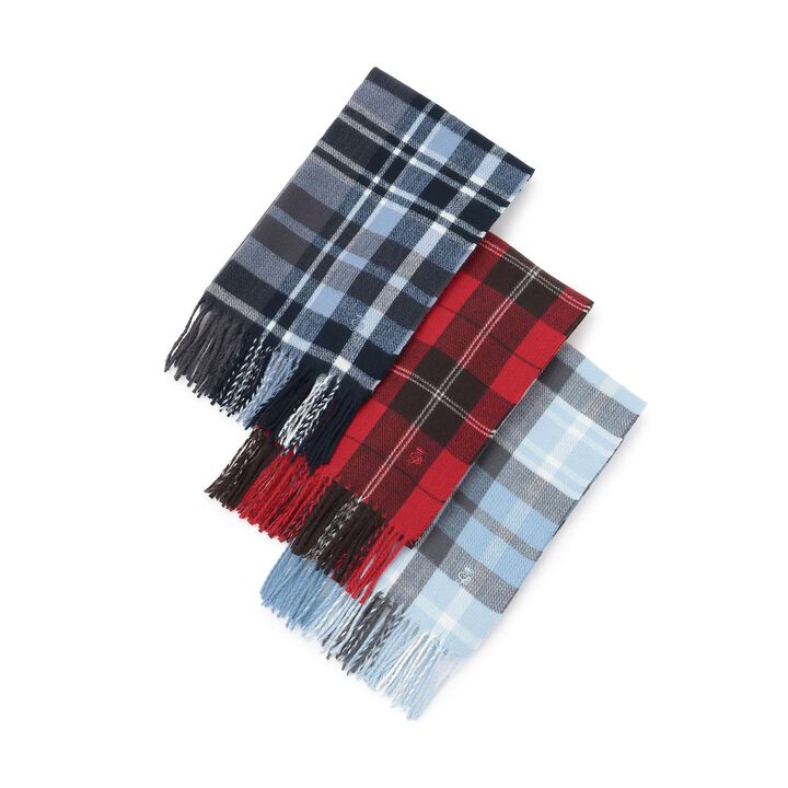 [Static-Free] Cashmere Touch Checkered Scarf,Navy, medium image number 3
