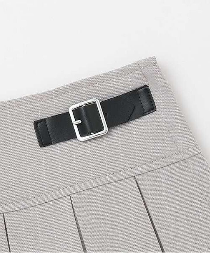 Quilted Belt Pleated Skirt,Light gray, medium image number 4