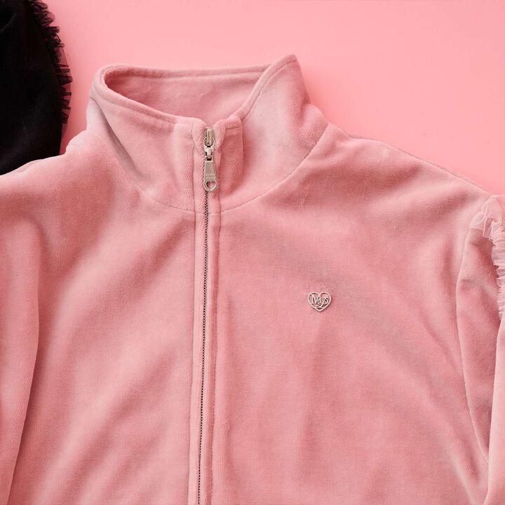 Tulle Frill Velour Jacket,Pink, medium image number 12