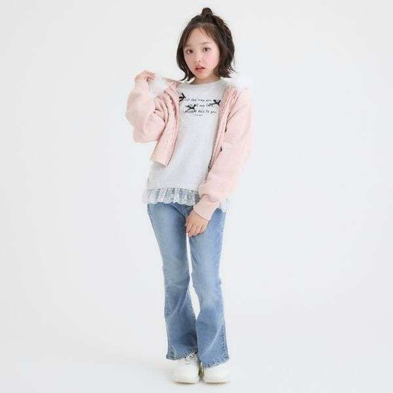 [Washable] Plush Knit Fur Zip Parka,Light pink, large image number 3