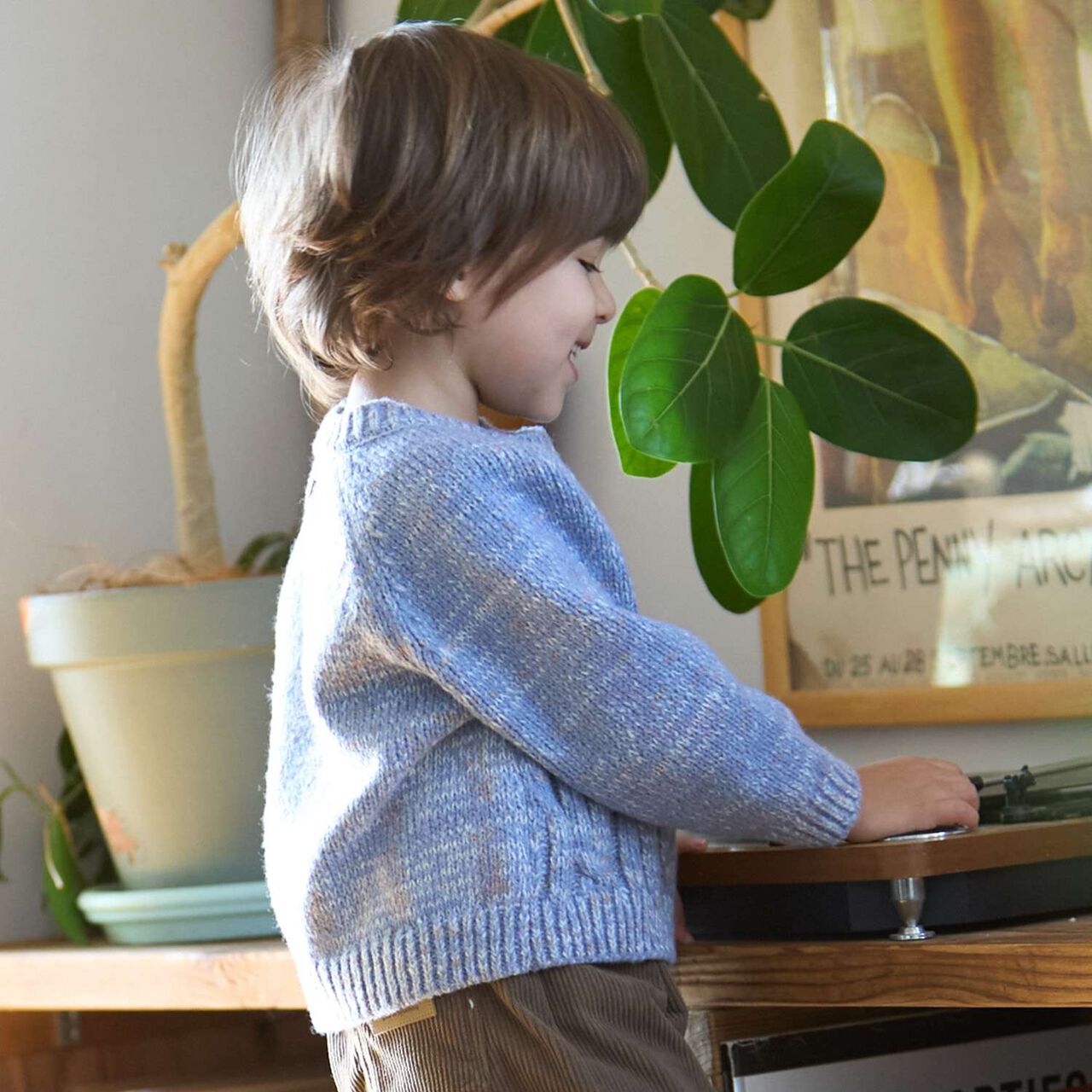 Washable Mixed Yarn Knitwear,Beige, large image number 2