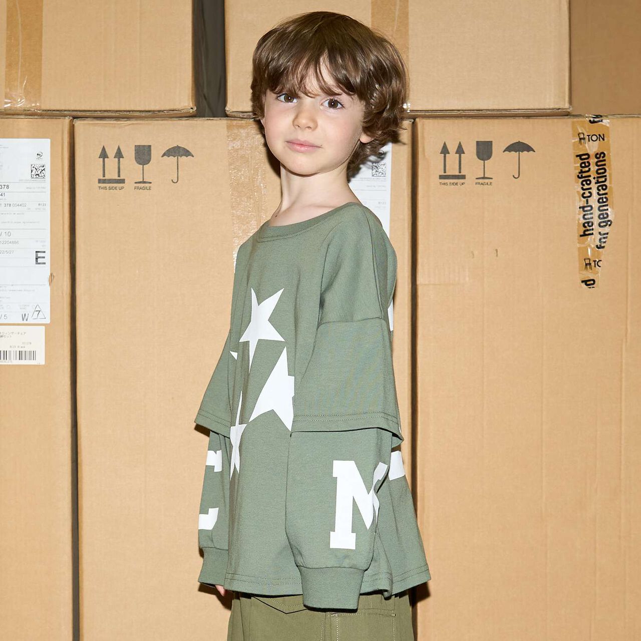 [MNCM] Reversible Print Layered Big T-Shirt in Kaiteki Tenjiku,Black, large image number 23