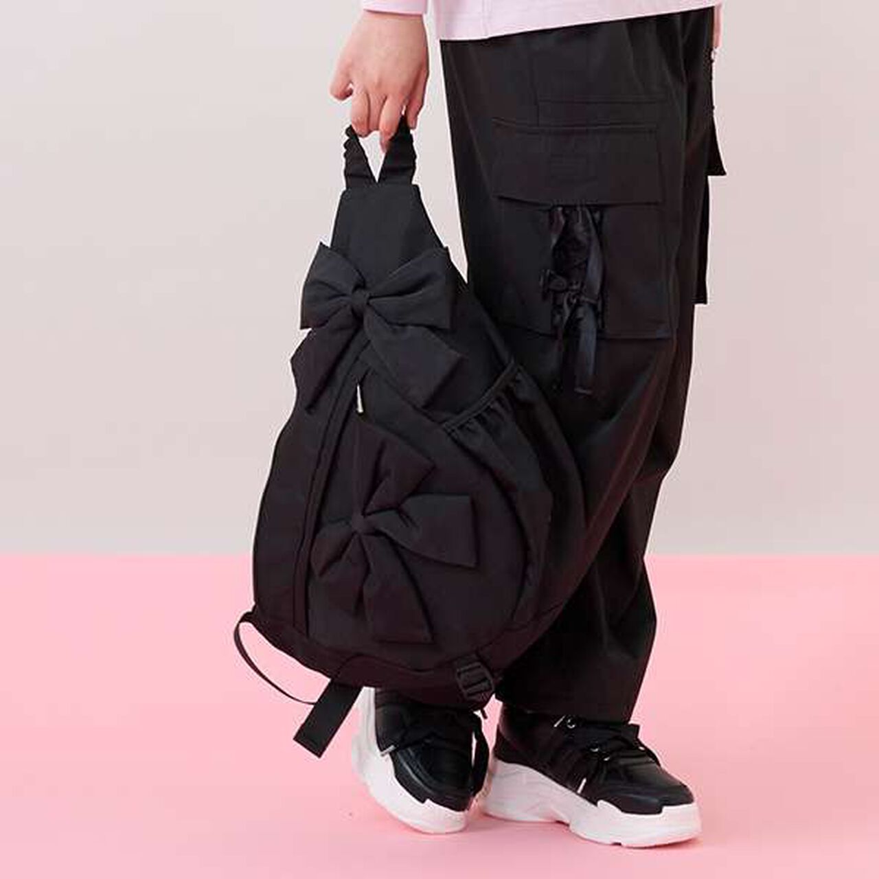 [Water-Repellent] Ribbon One-Shoulder Sling Bag,Black, large image number 0