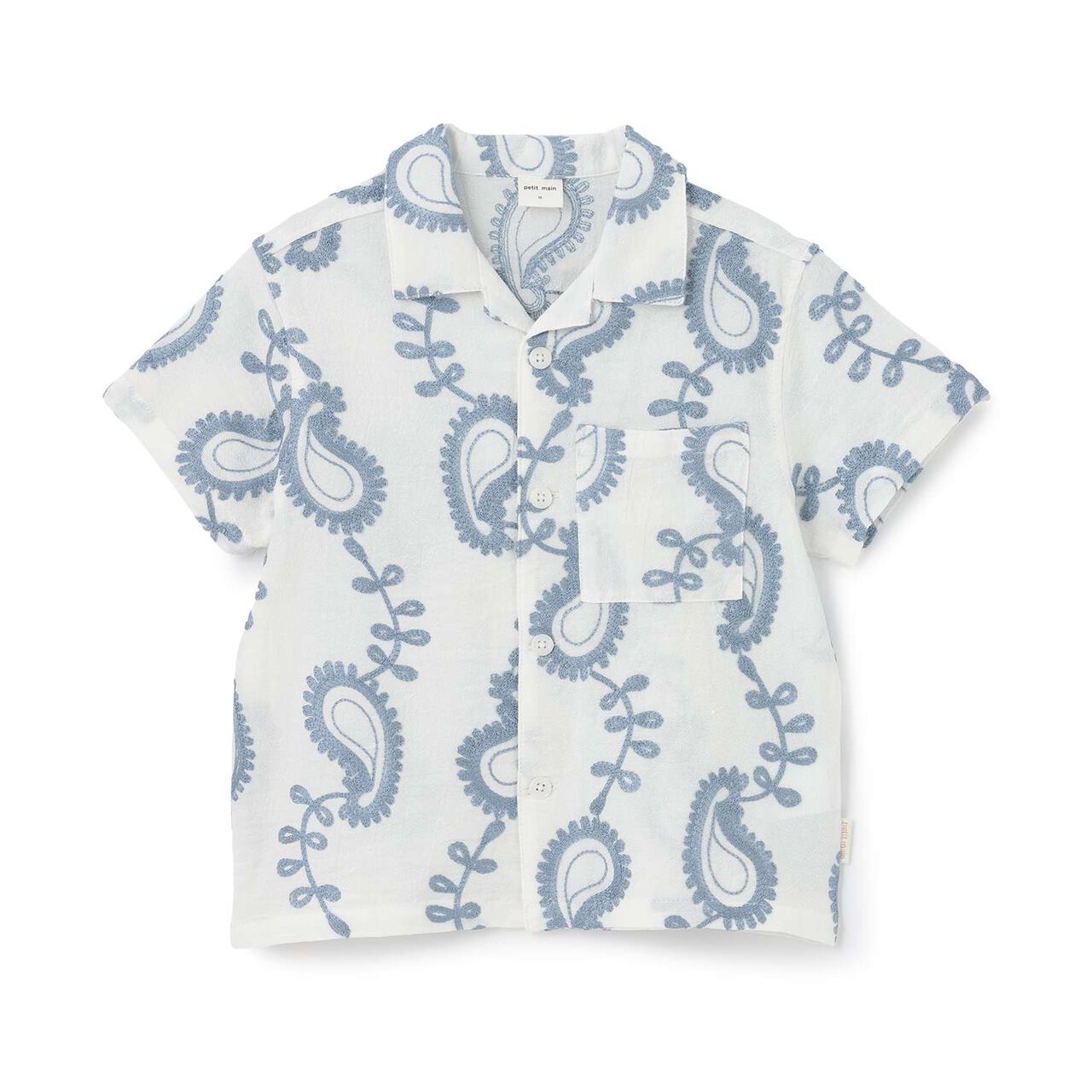連結款佩斯利刺繡開領襯衫,奶油色, large image number 6
