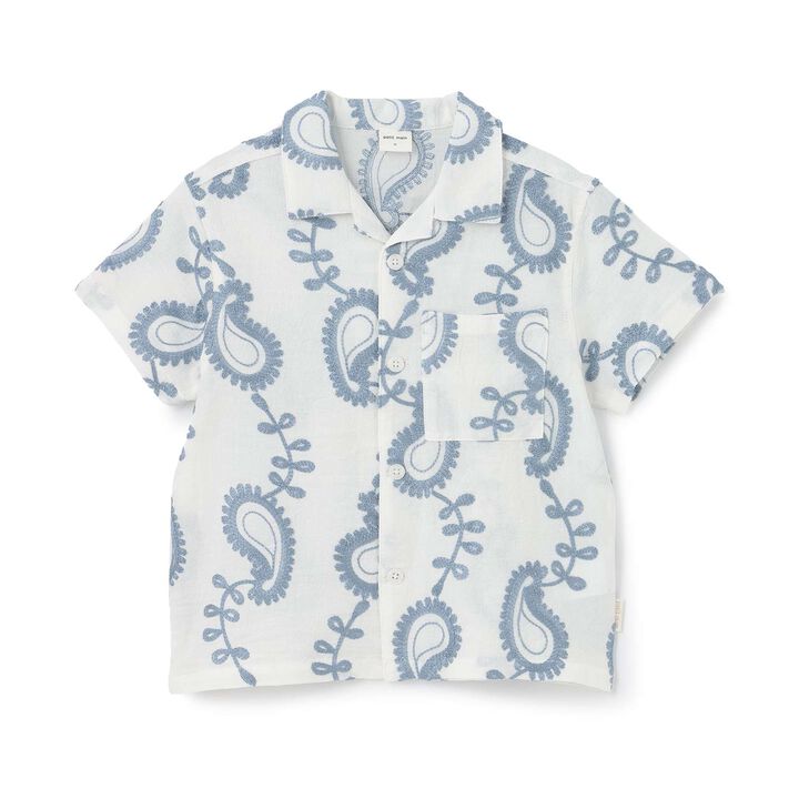 連結款佩斯利刺繡開領襯衫,奶油色, medium image number 6
