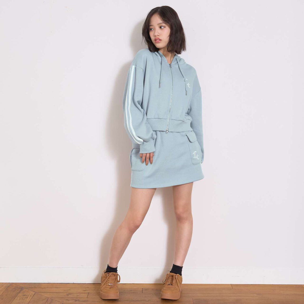 [LTXC/Shaggy Lining] Zip Parka Outfit Set,Top gray, large image number 1