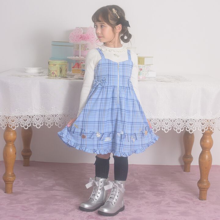 Logo Embroidered Camisole Dress & Long-Sleeve T-Shirt Set,Blue, medium image number 1
