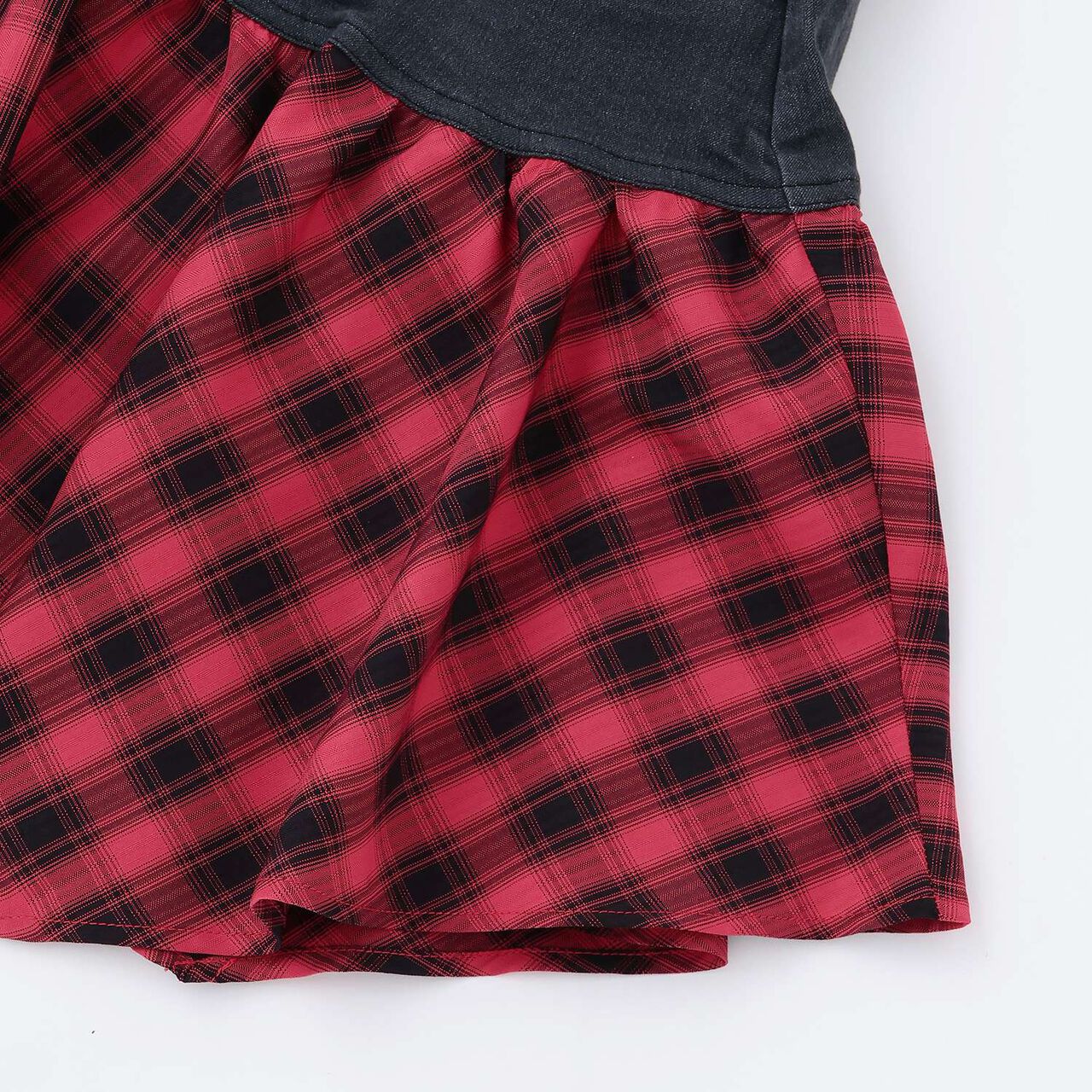 [Quick-Dry Absorbent Inner Shorts] Hem Checkered Panel Asymmetric Skirt,Red, large image number 5