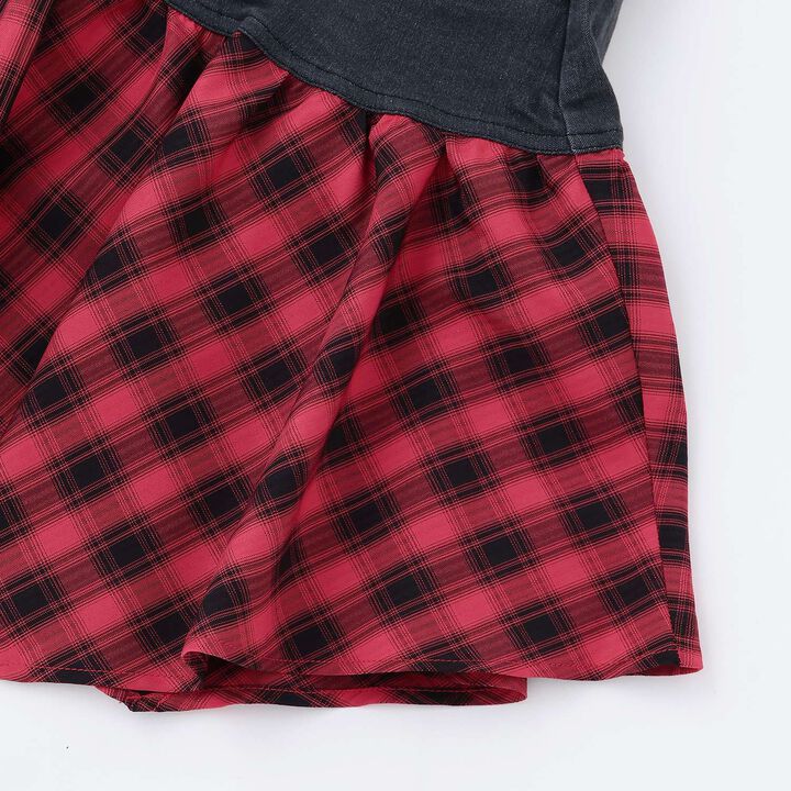 [Quick-Dry Absorbent Inner Shorts] Hem Checkered Panel Asymmetric Skirt,Red, medium image number 5