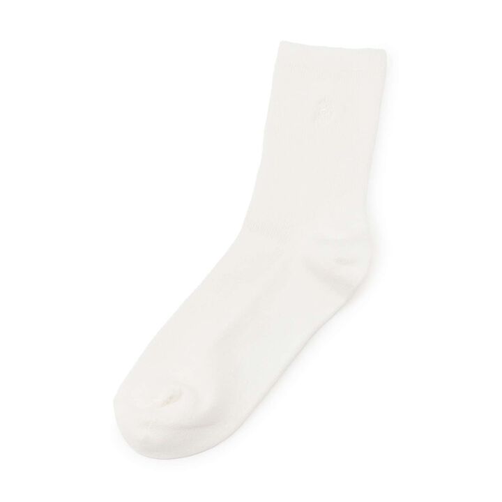 [Graduation Attire] Fine Ribbed Embroidered Crew Socks,Black, medium image number 1