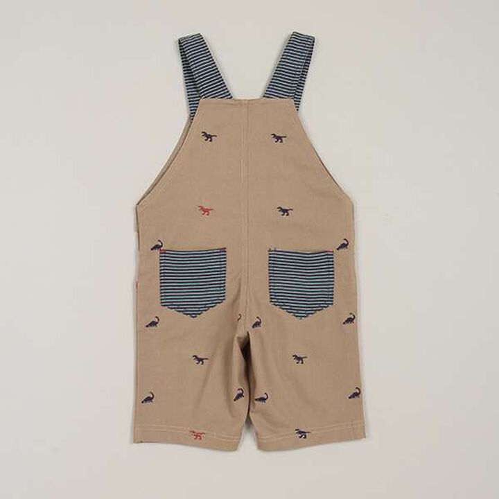 Dinosaur Embroidered Overalls,Beige, medium image number 1