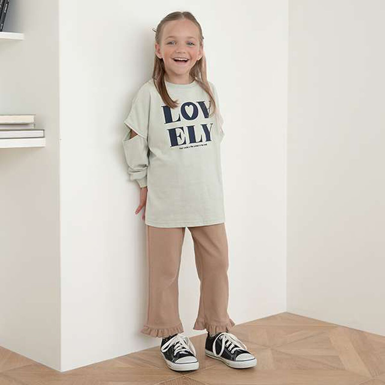 Tomo Frilly Flare Pants,Blue gray, large image number 5