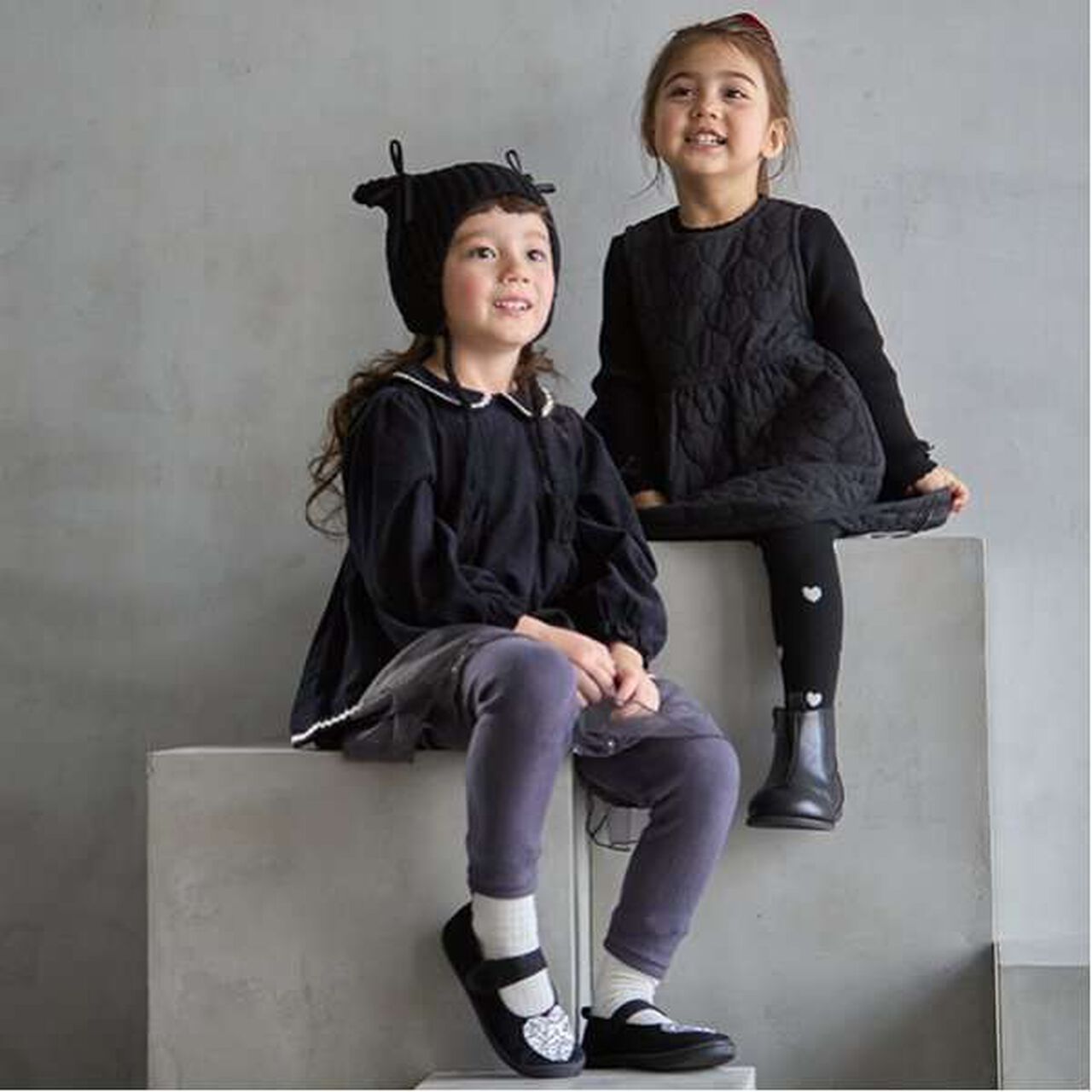 Heart Quilted Jumper Skirt,Charcoal gray, large image number 18