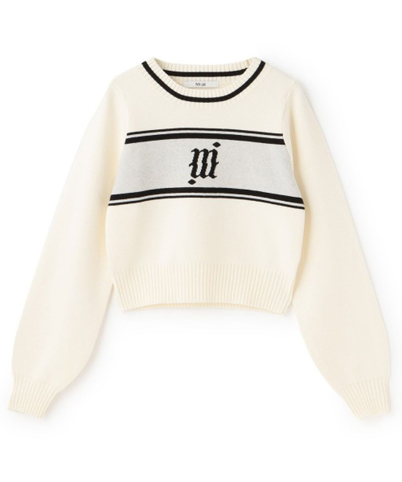 Compact Jacquard Knitwear [Korean Fashion],Off white, large image number 1